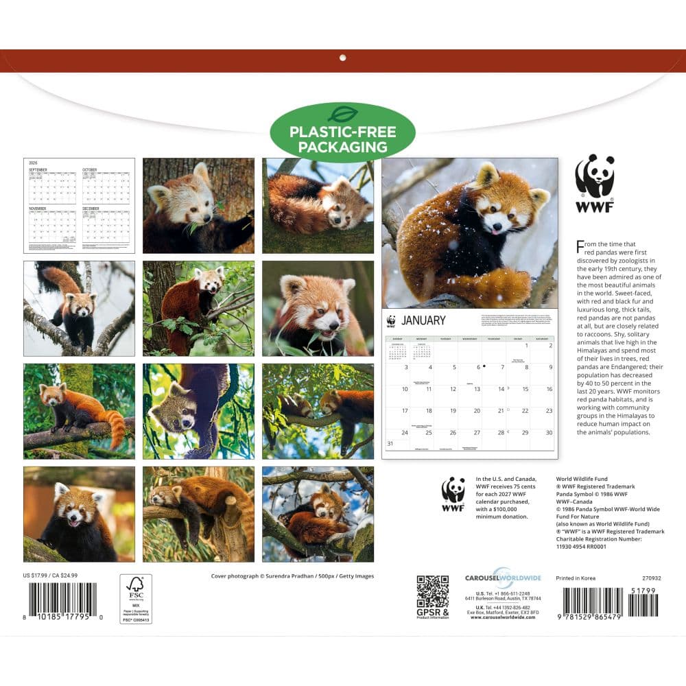 WWF Red Pandas 2027 Wall Calendar First Alternate Image