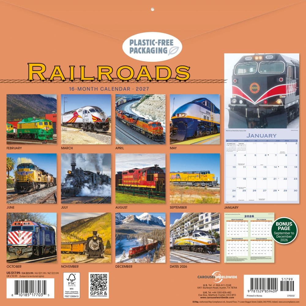 Railroads 2027 Wall Calendar First Alternate Image