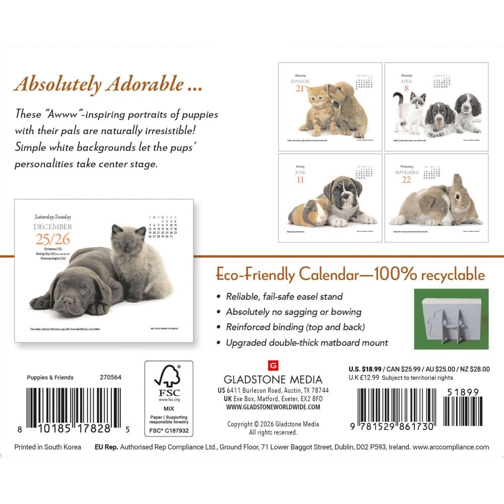 Puppies and Friends 2027 Desk Calendar First Alternate Image