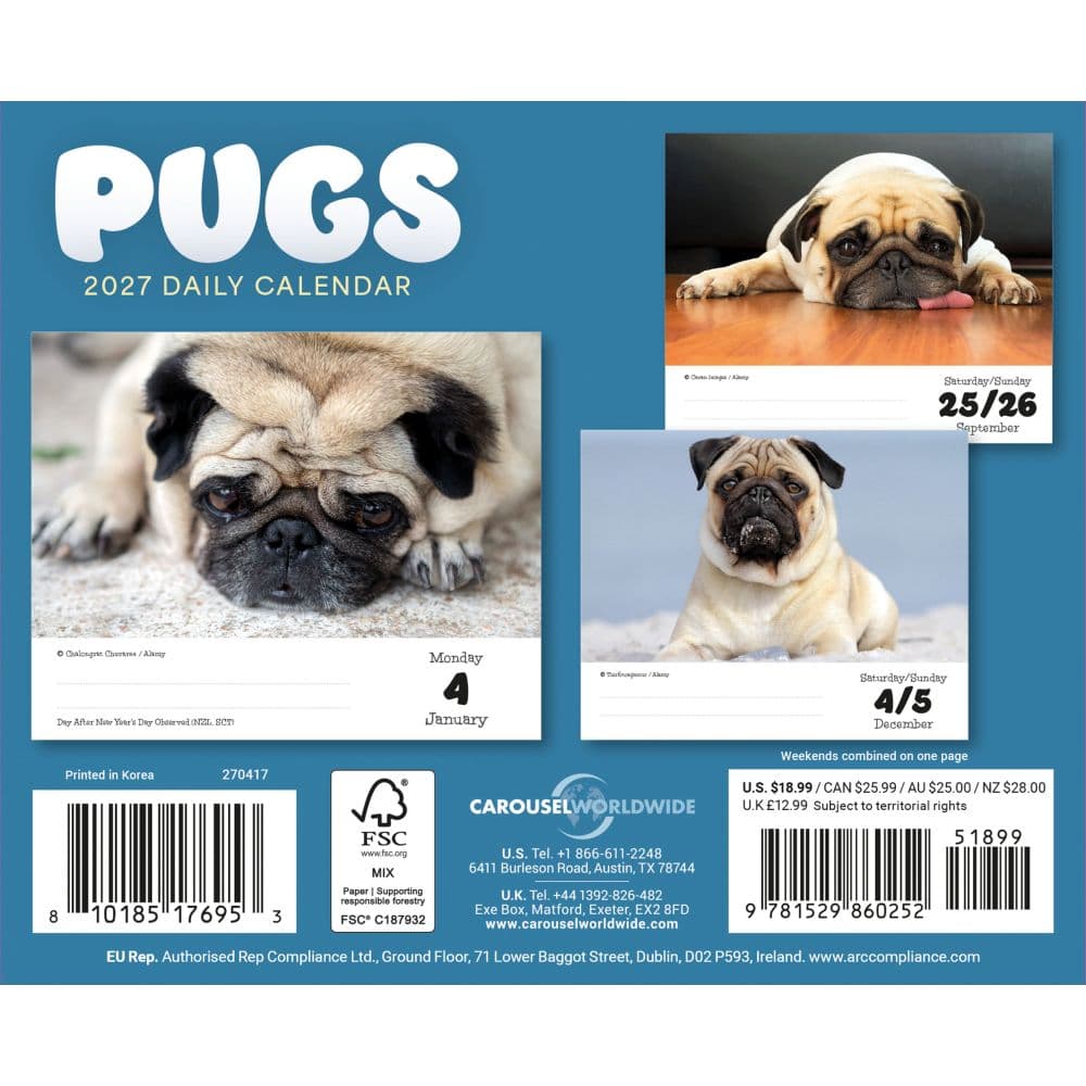 Pugs 2027 Desk Calendar First Alternate Image