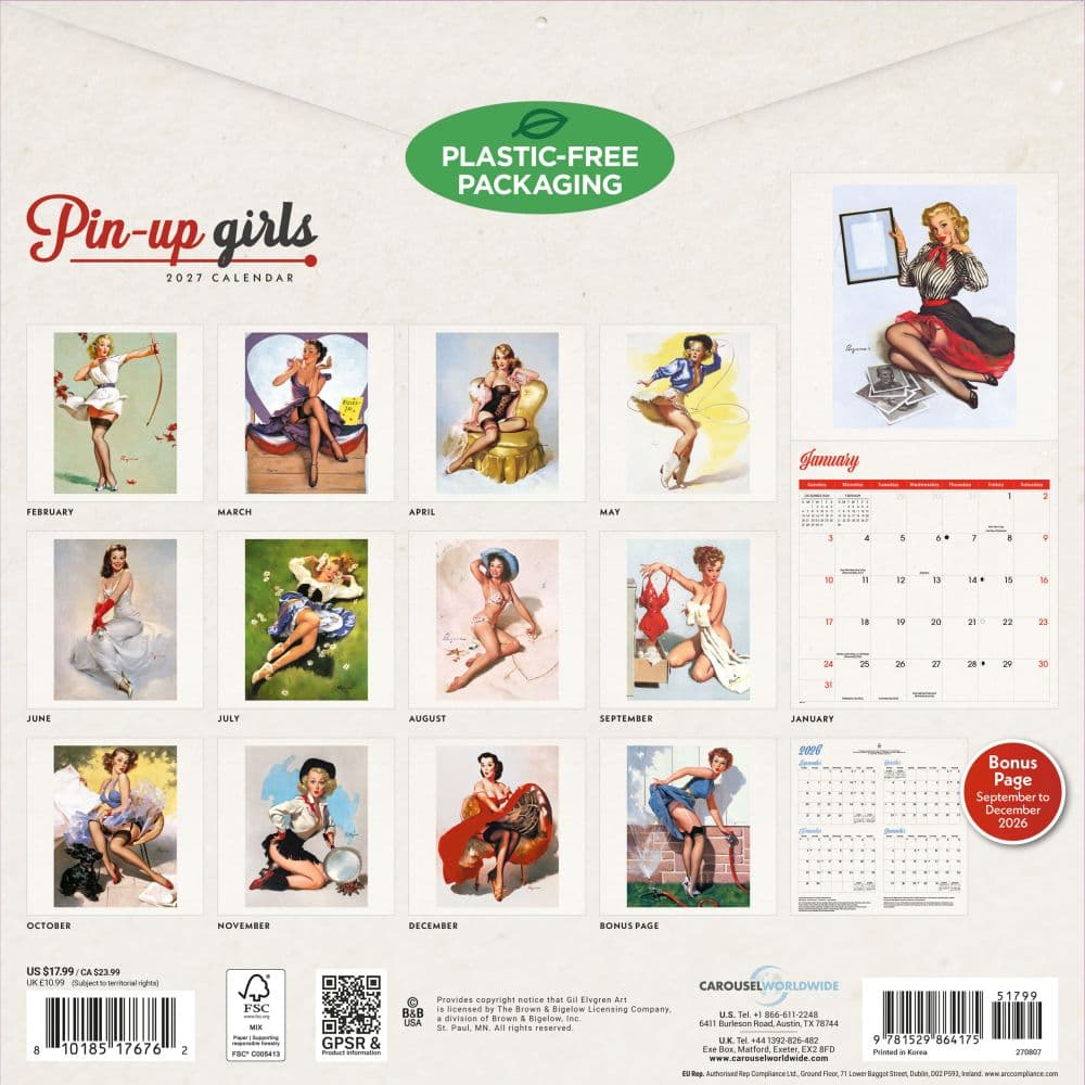 Pin-up girls Elvgren 2027 Wall Calendar First Alternate Image