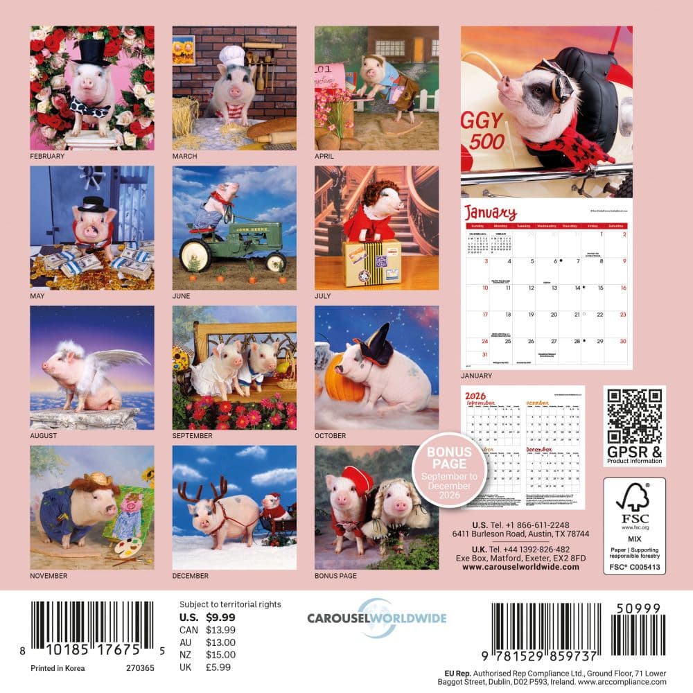 Pigs Playful 2027 Mini Wall Calendar First Alternate Image