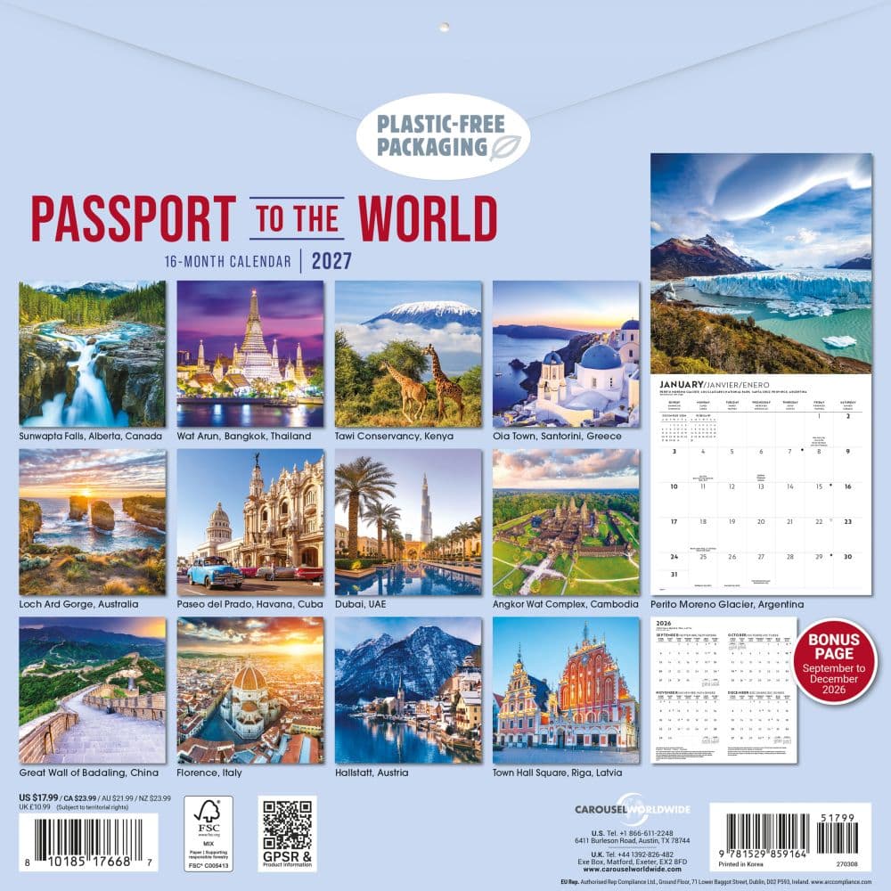 Passports to the World 2027 Wall Calendar First Alternate Image