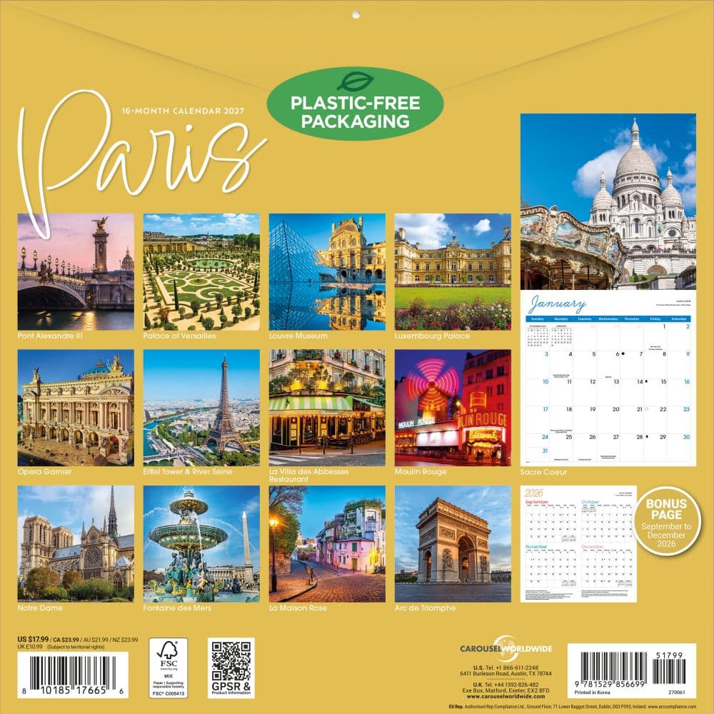 Paris 2027 Wall Calendar First Alternate Image