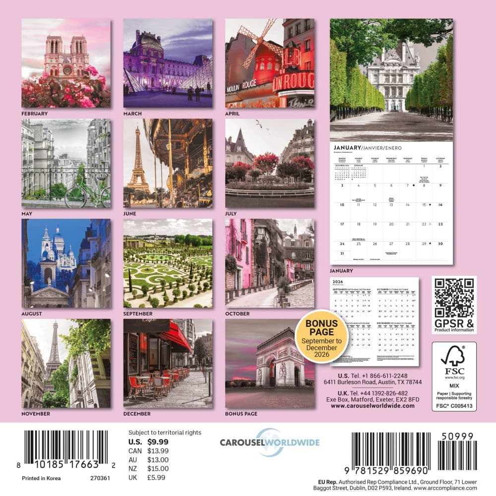 Paris Lux 2027 Mini Wall Calendar First Alternate Image
