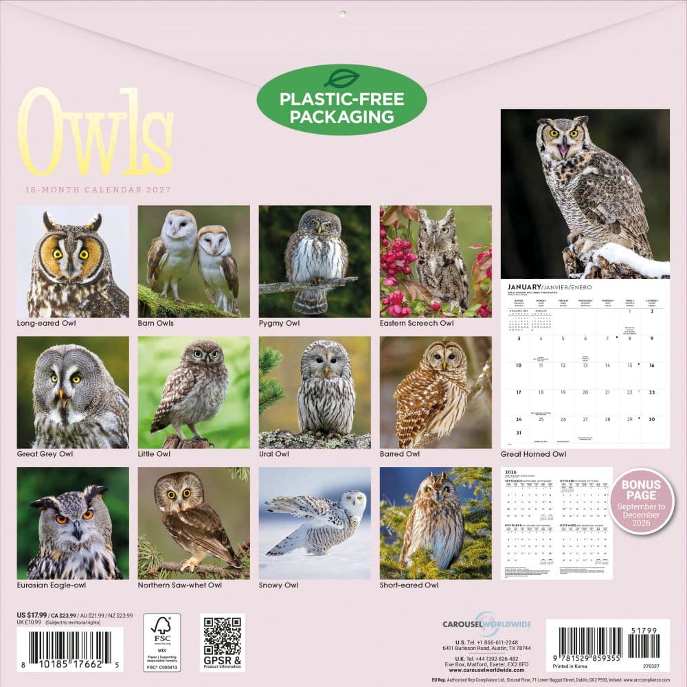 Owls 2027 Wall Calendar First Alternate Image