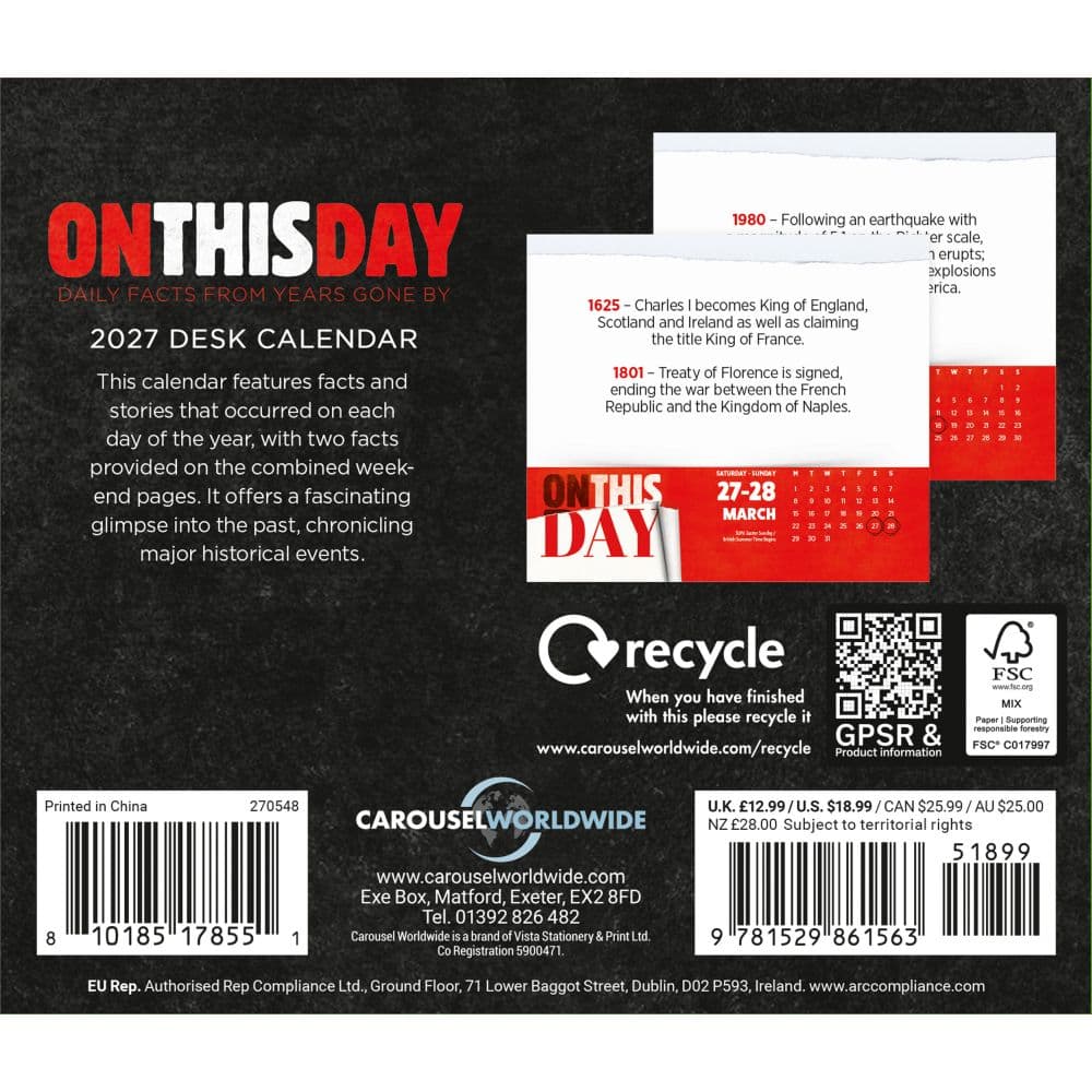 On This Day 2027 Desk Calendar First Alternate Image