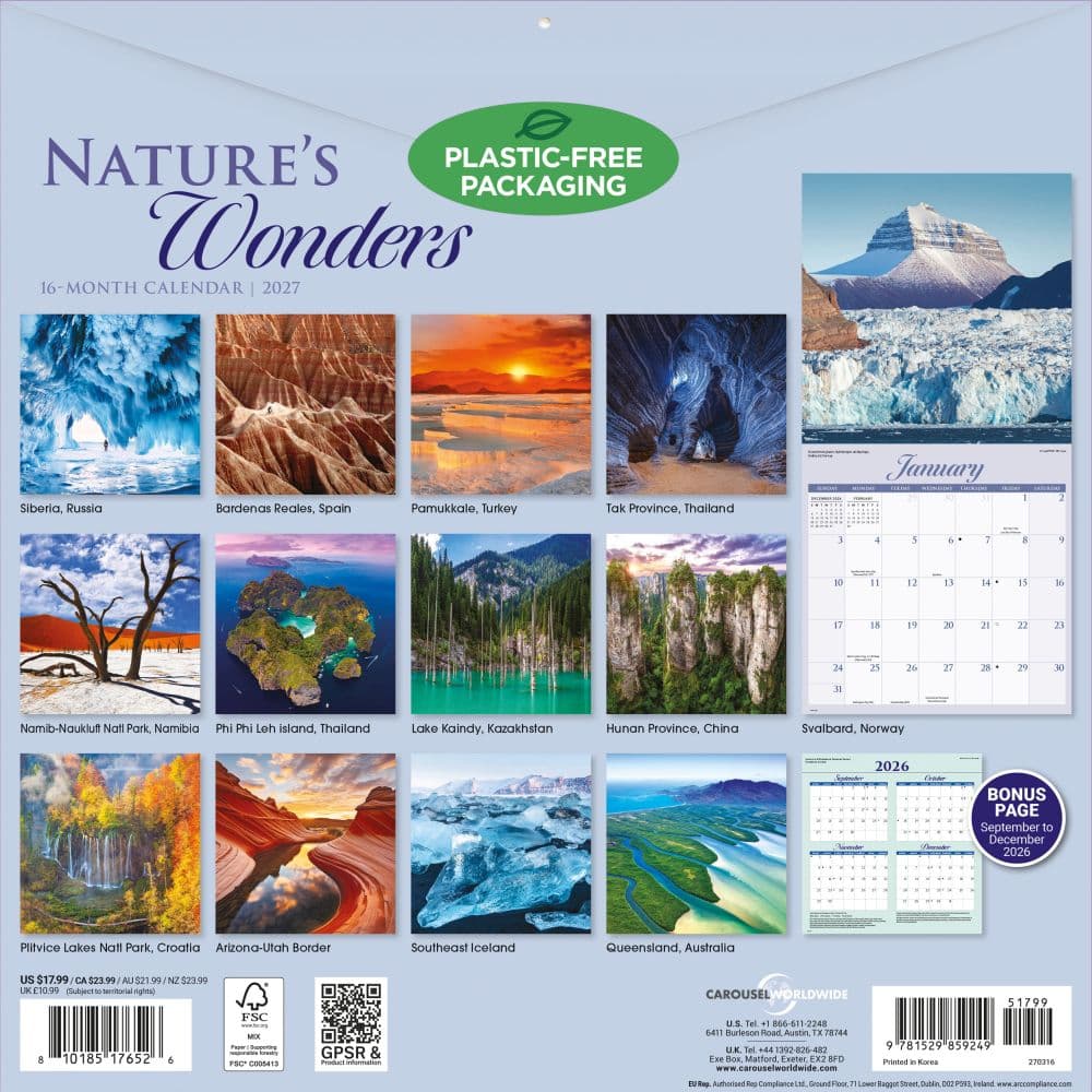 Natures Wonders 2027 Wall Calendar First Alternate Image