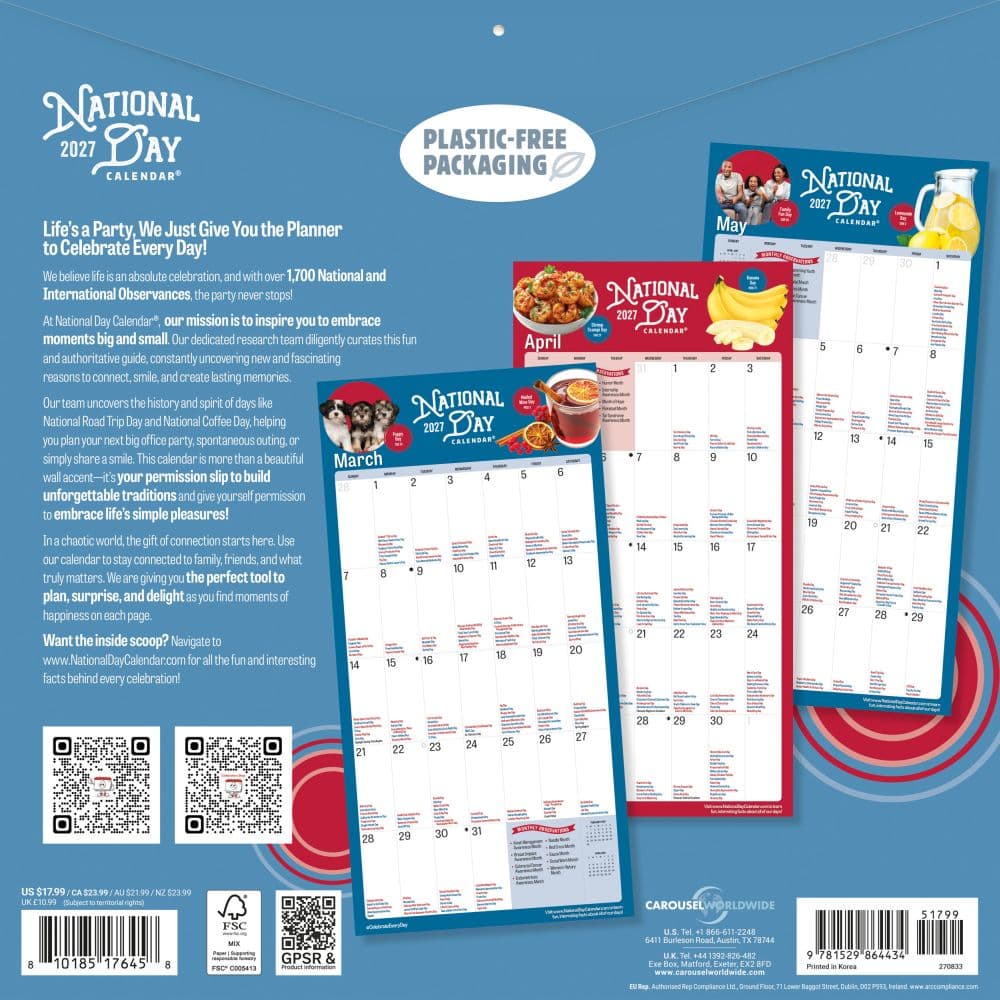 National Day 2027 Wall Calendar First Alternate Image