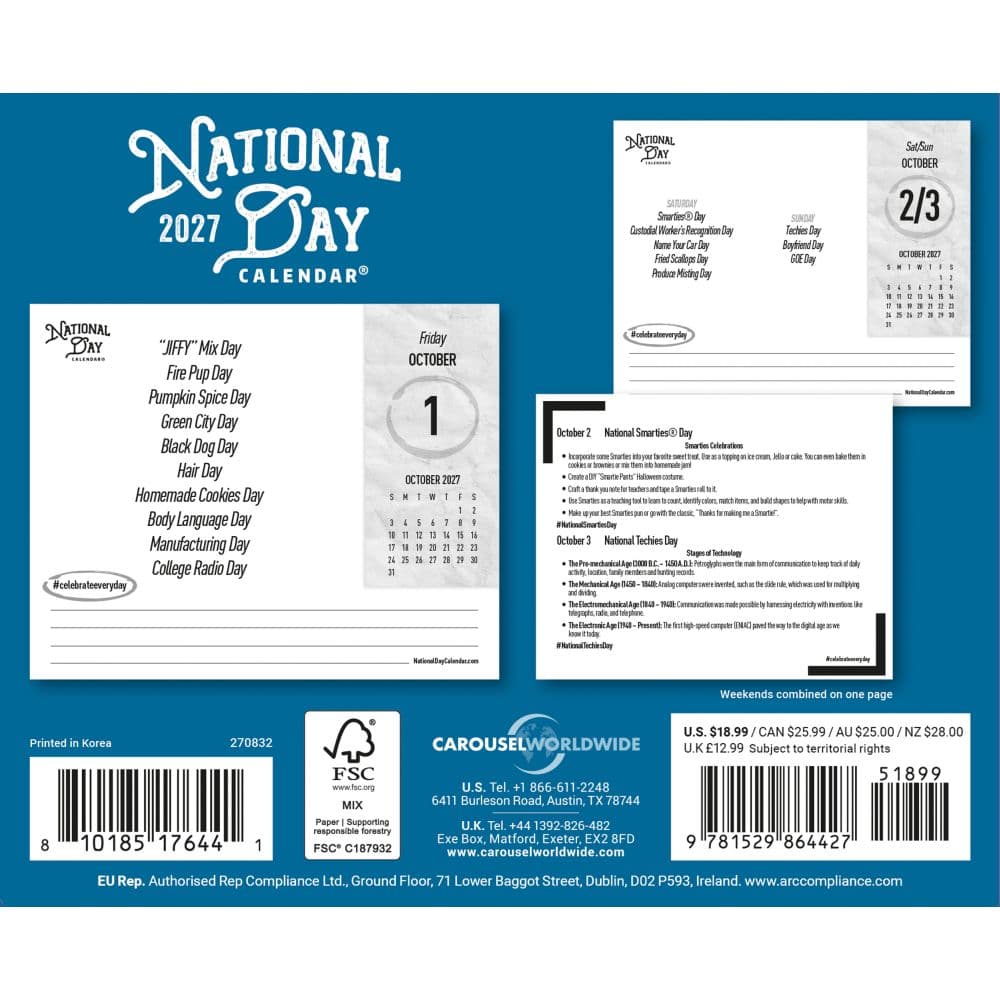 National Day 2027 Desk Calendar
