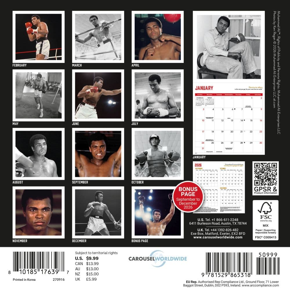 Muhammad Ali 2027 Mini Wall Calendar First Alternate Image