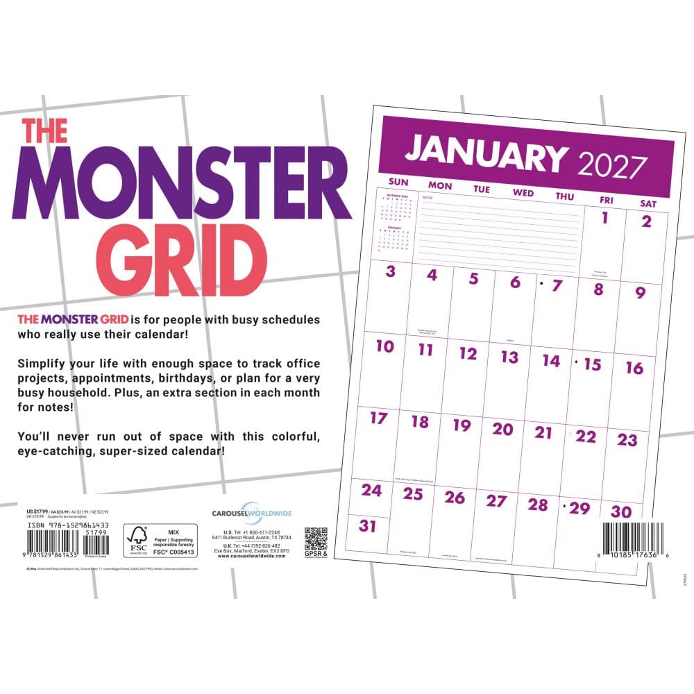 Monster Grid 2027 Wall Calendar First Alternate Image
