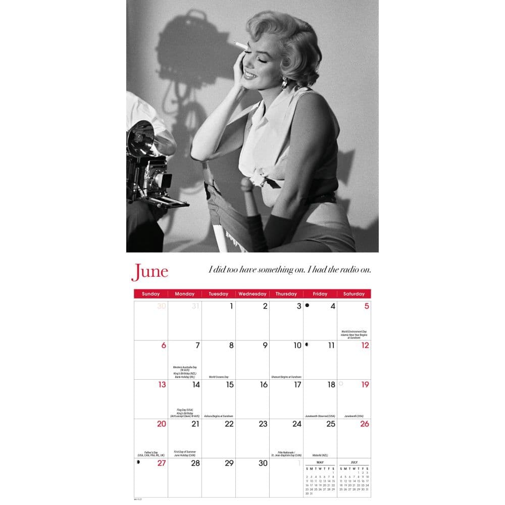 Marilyn Monroe 2027 Mini Wall Calendar Third Alternate Image
