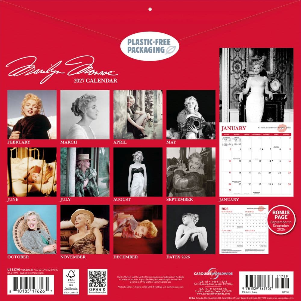Marilyn Monroe 2027 Wall Calendar First Alternate Image