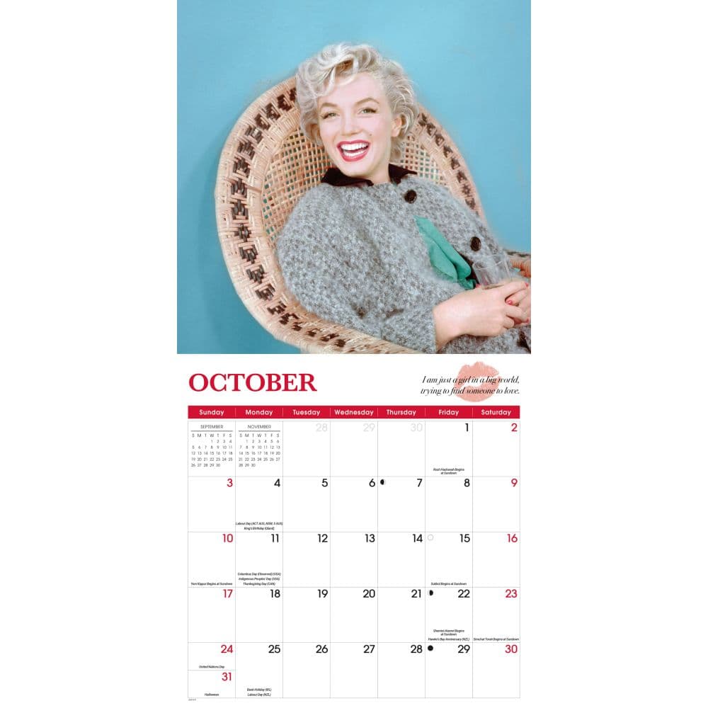 Marilyn Monroe 2027 Wall Calendar Fourth Alternate Image