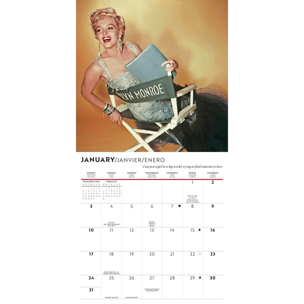 Marilyn Monroe 2027 Mini Wall Calendar Second Alternate Image