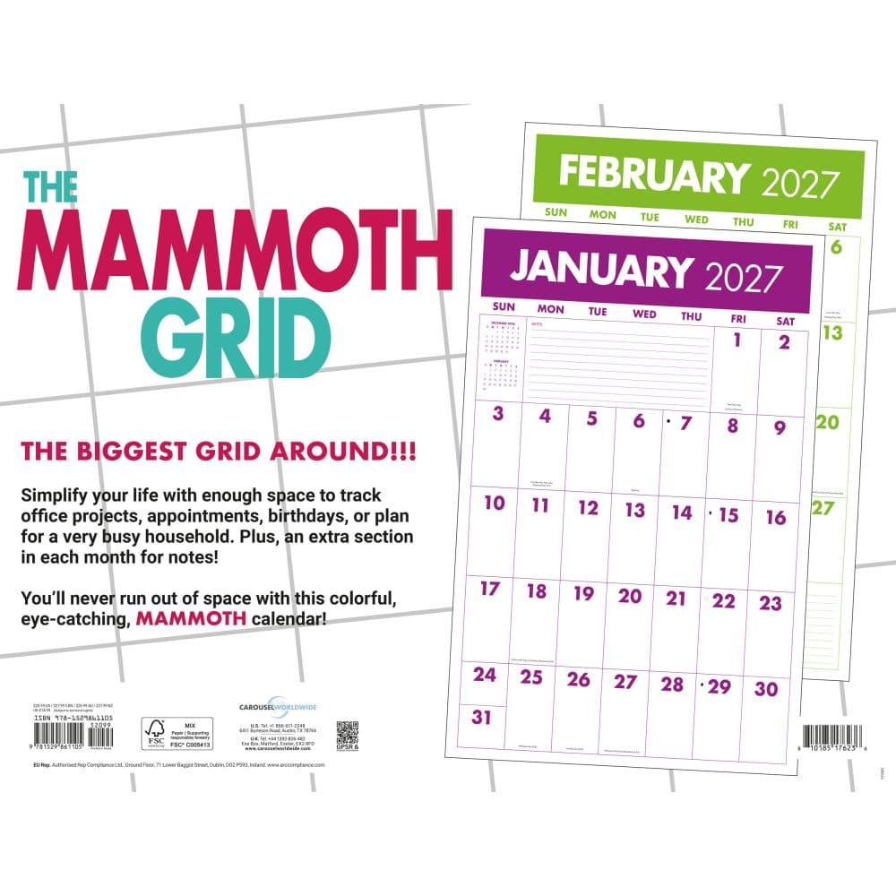 Mammoth Grid 2027 Wall Calendar First Alternate Image