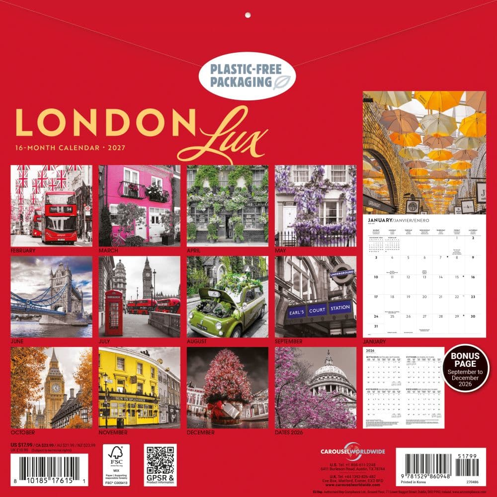 London Lux 2027 Wall Calendar First Alternate Image