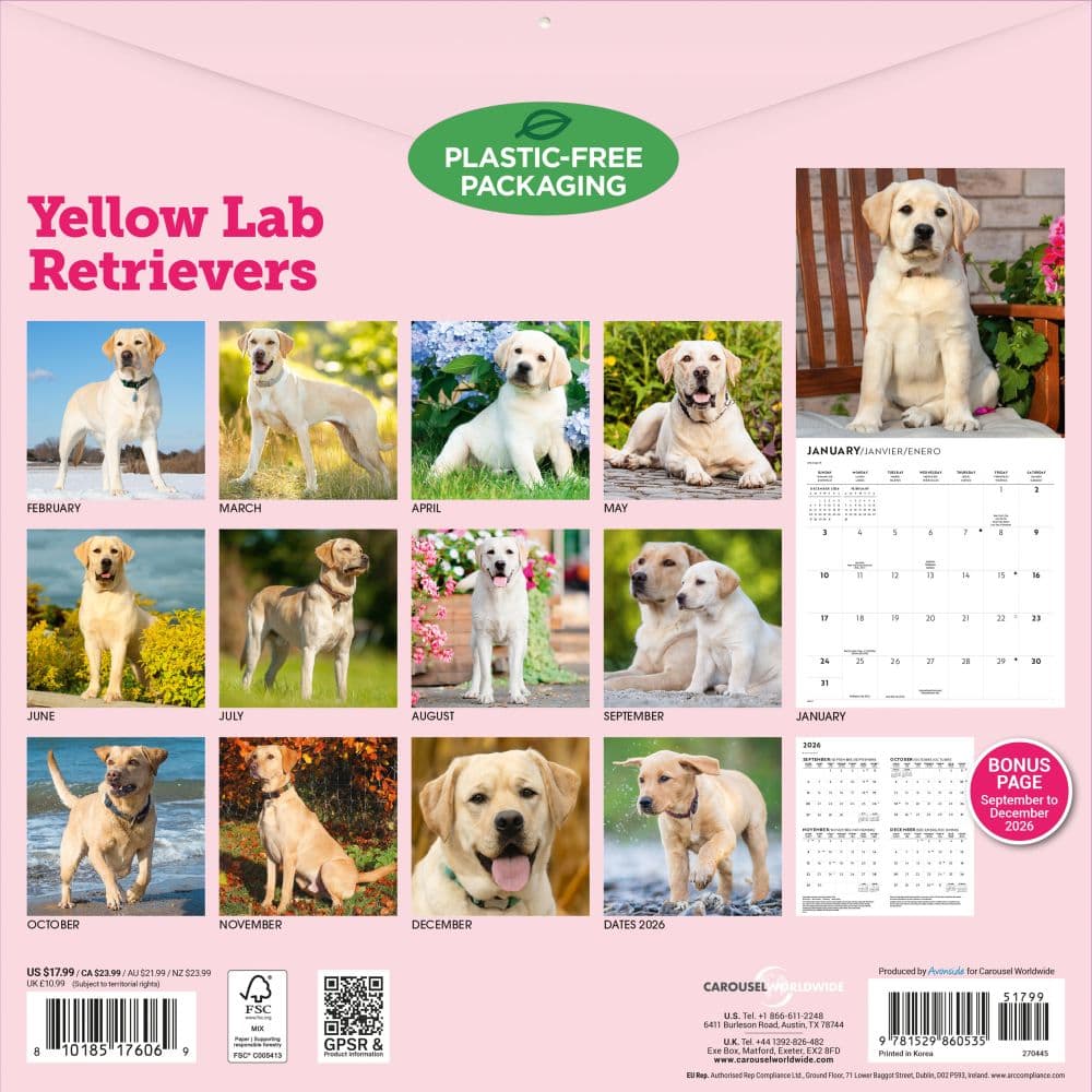 Yellow Lab Retrievers 2027 Wall Calendar First Alternate Image
