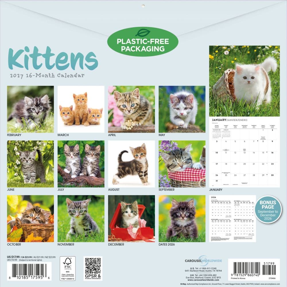 Kittens Wall 2027 Wall Calendar First Alternate Image