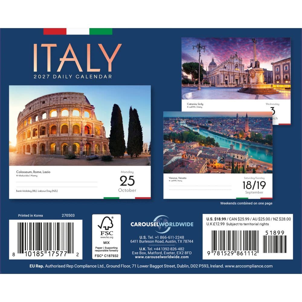 Italy 2027 Desk Calendar First Alternate Image