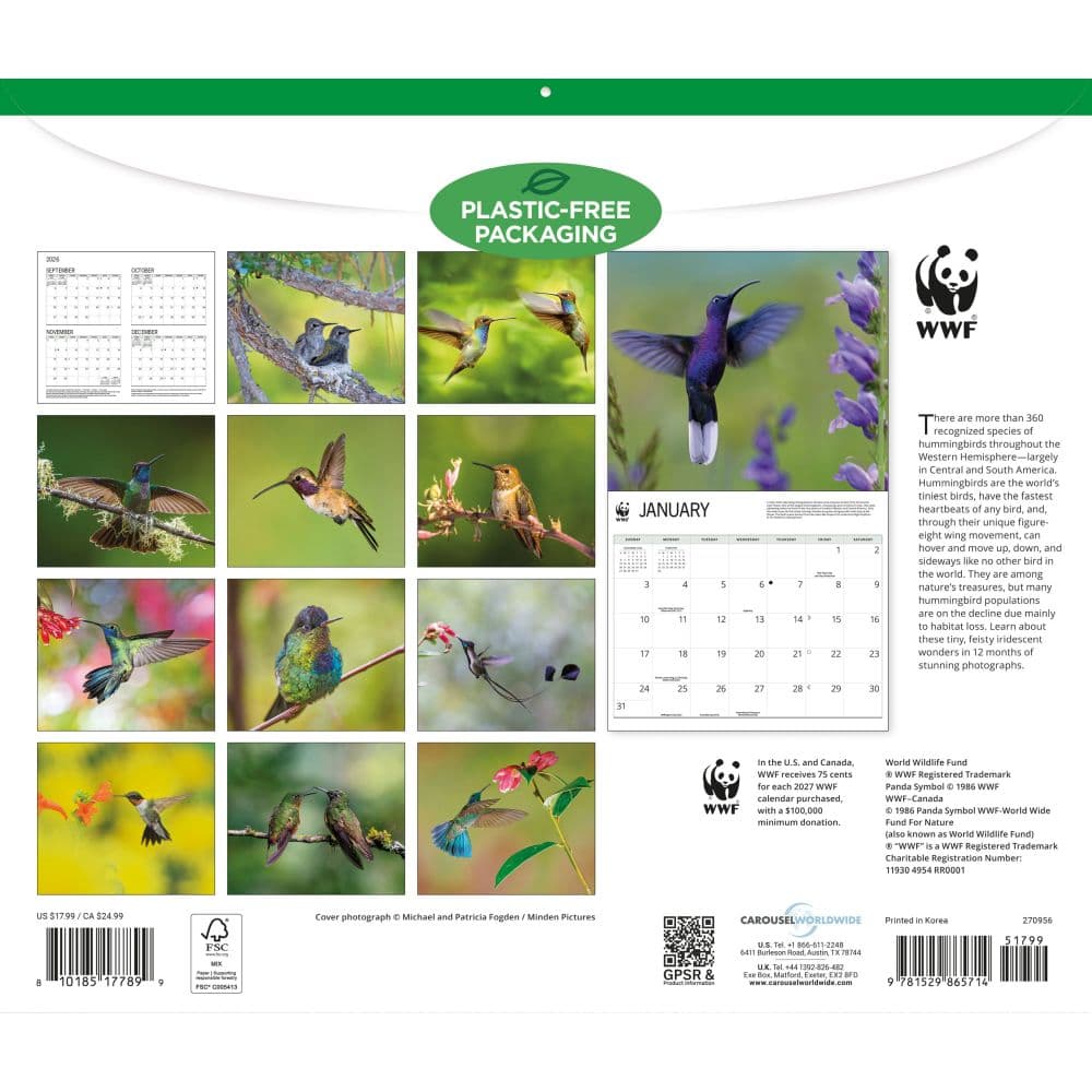 WWF Hummingbirds 2027 Wall Calendar First Alternate Image