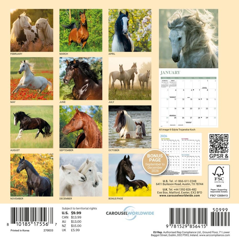 Horses 2027 Mini Wall Calendar First Alternate Image