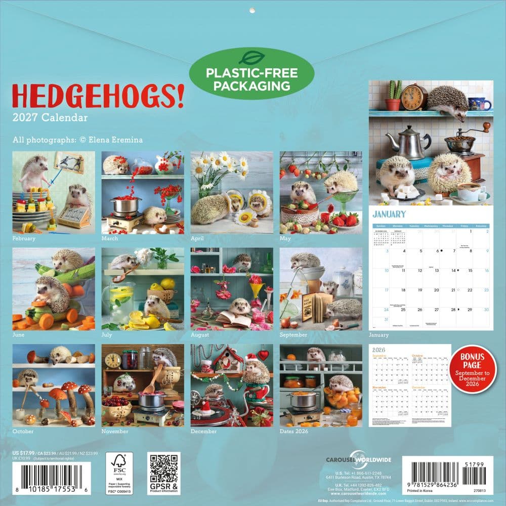 Hedgehogs 2027 Wall Calendar First Alternate Image
