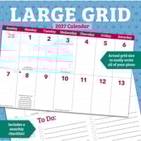 image Large Grid Planner Wall 2027 Wall Calendar Main Product Image
