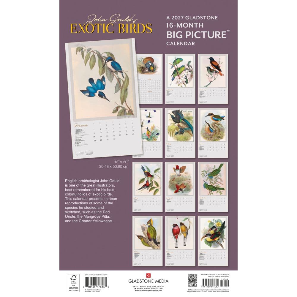 Exotic Birds 2027 Vertical Wall Calendar First Alternate Image
