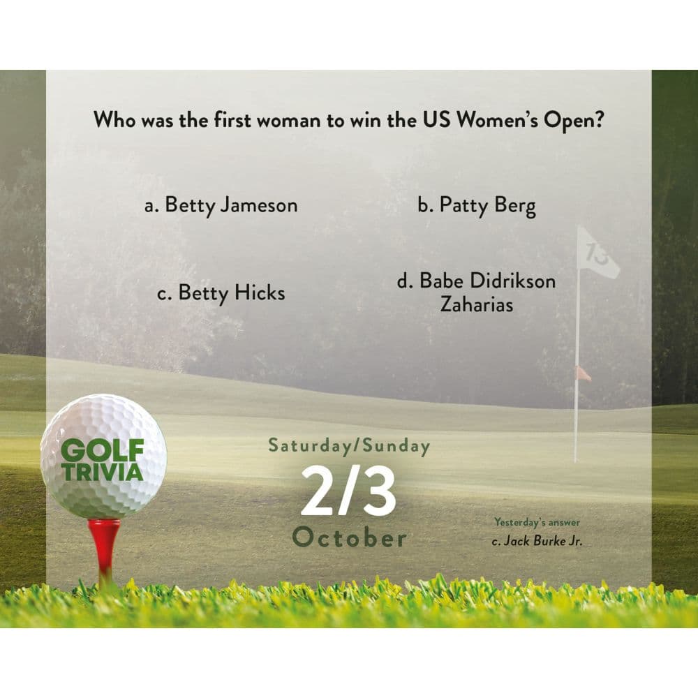 Golf Trivia 2027 Desk Calendar Fourth Alternate Image