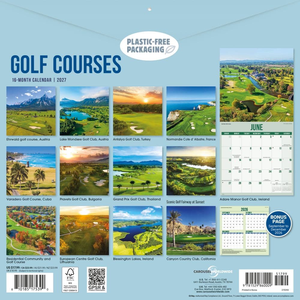 Golf Courses Photo 2027 Wall Calendar First Alternate Image
