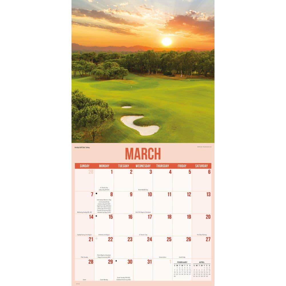 Golf Courses Photo 2027 Wall Calendar Second Alternate Image