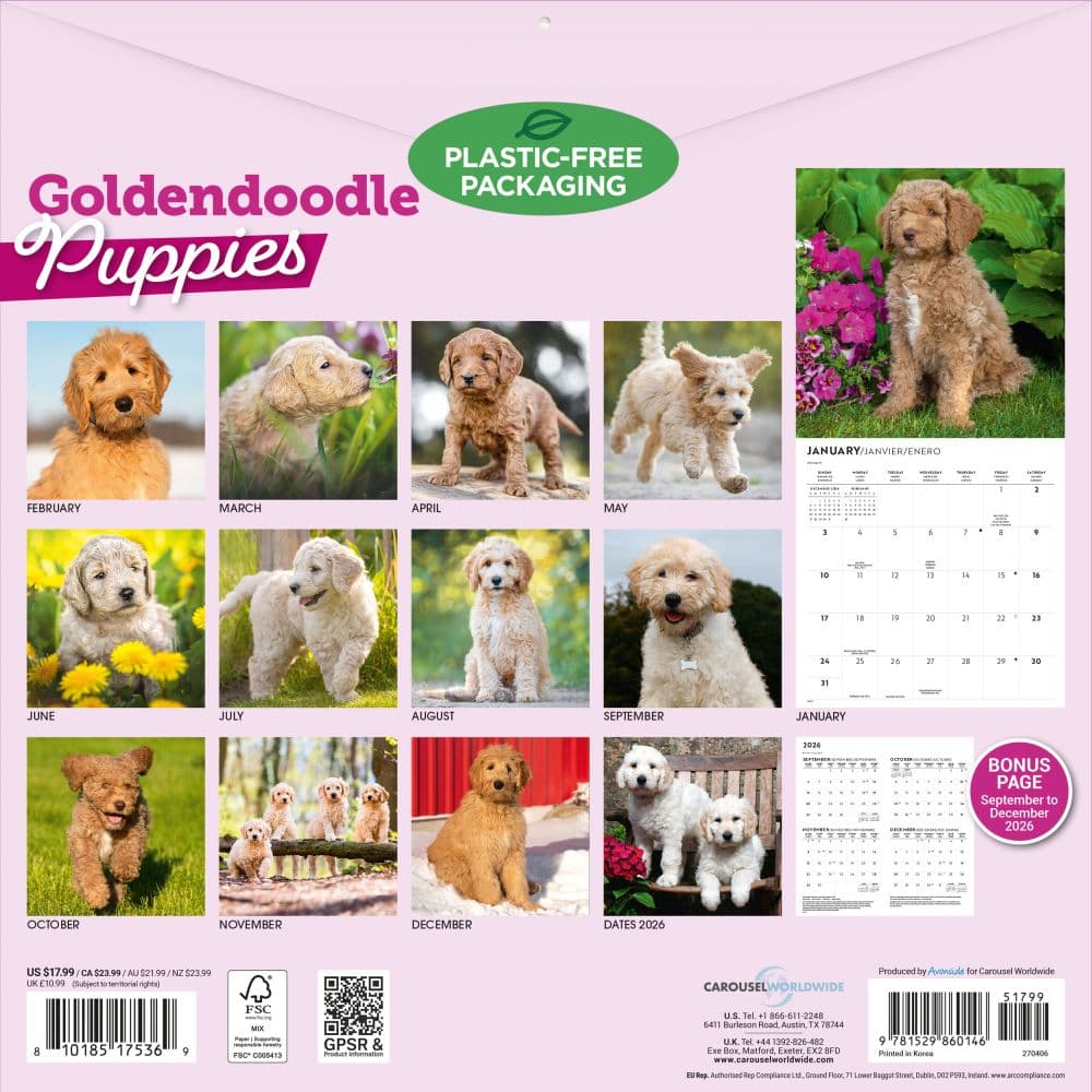 Goldendoodle Puppies 2027 Wall Calendar First Alternate Image