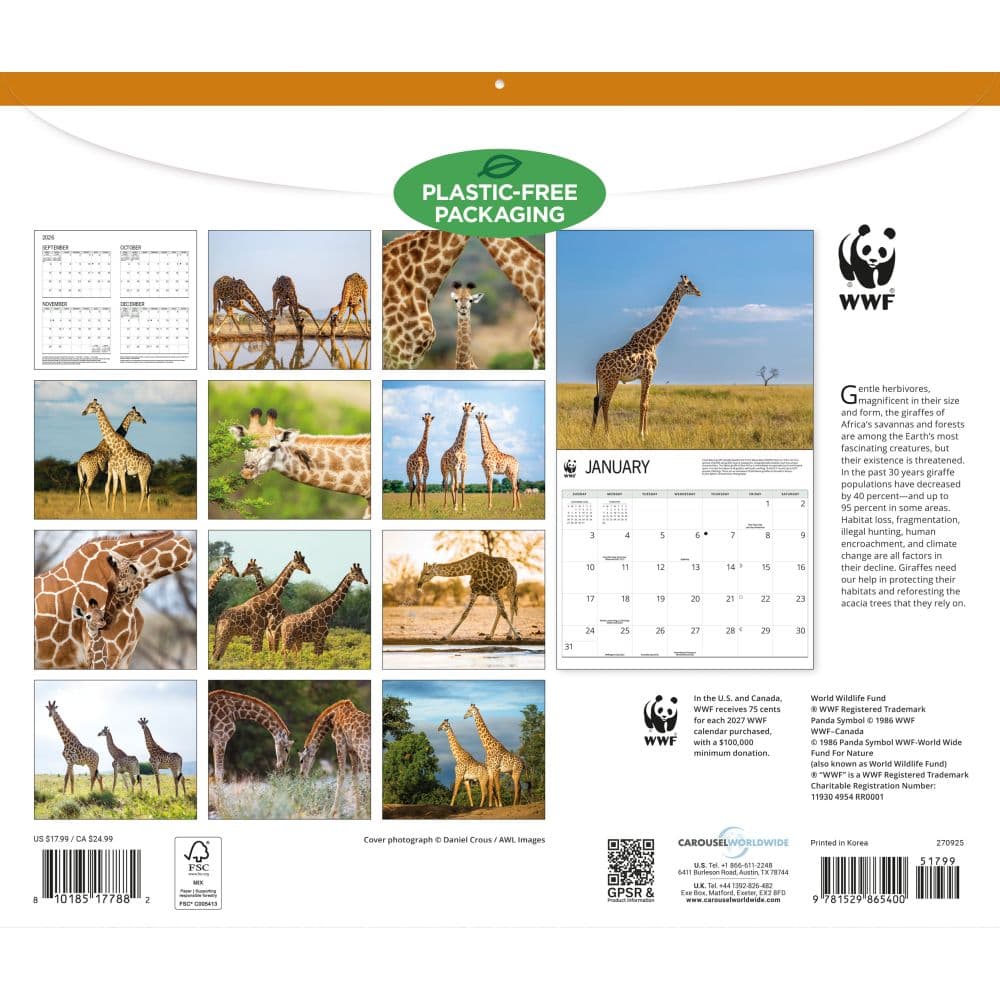 WWF Giraffes 2027 Wall Calendar First Alternate Image