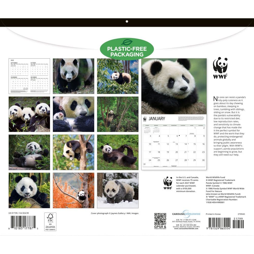 WWF Giant Pandas 2027 Wall Calendar First Alternate Image