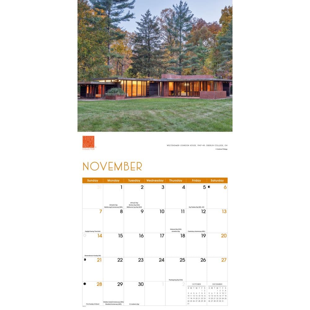 Frank Lloyd Wright 2027 Wall Calendar Fourth Alternate Image