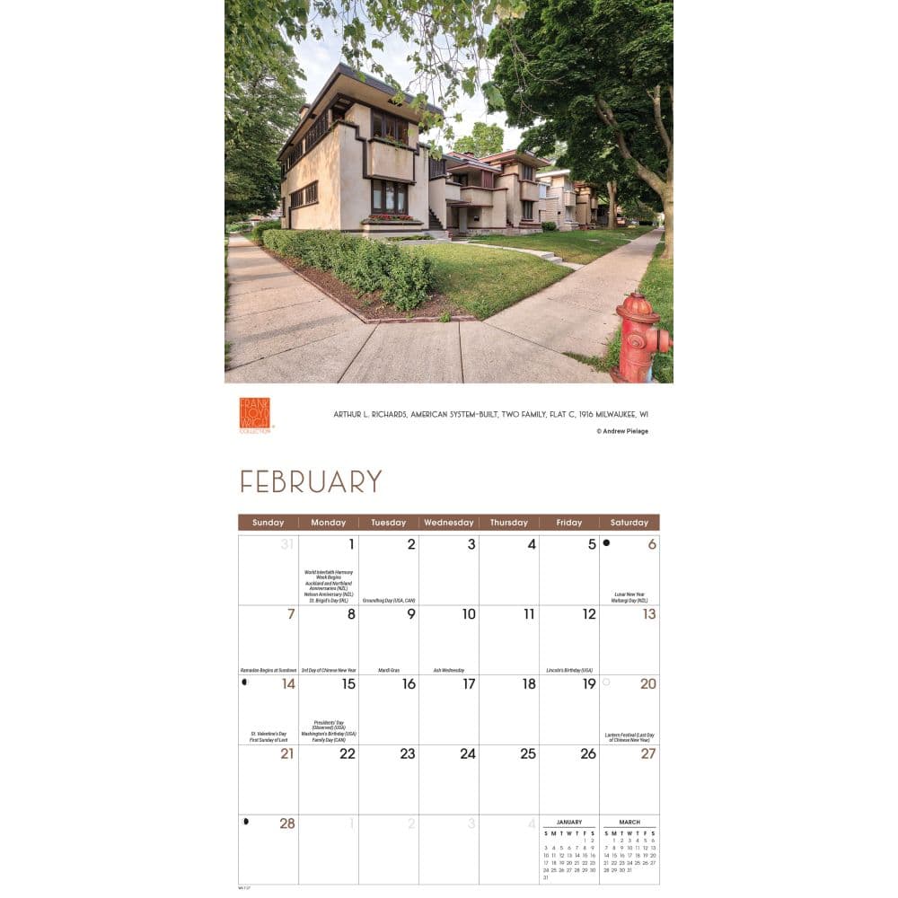 Frank Lloyd Wright 2027 Mini Wall Calendar Second Alternate Image