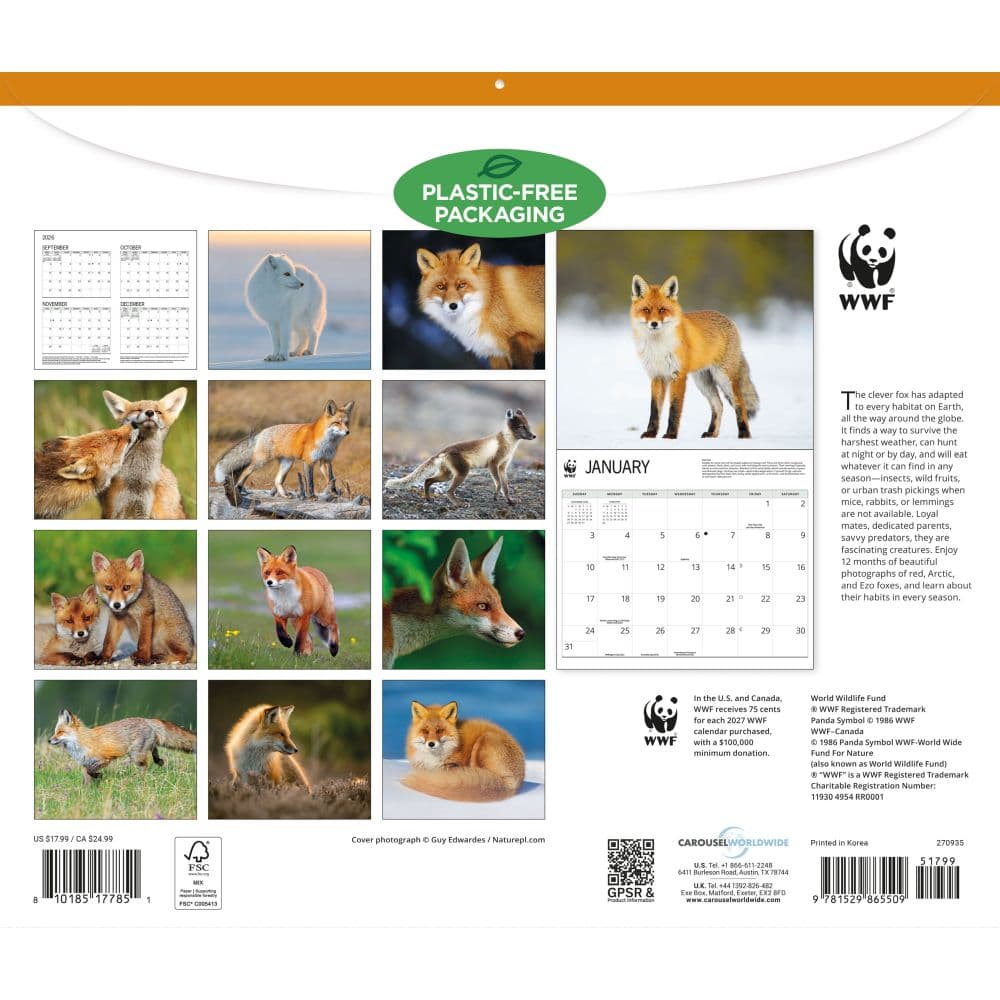 WWF Foxes 2027 Wall Calendar First Alternate Image