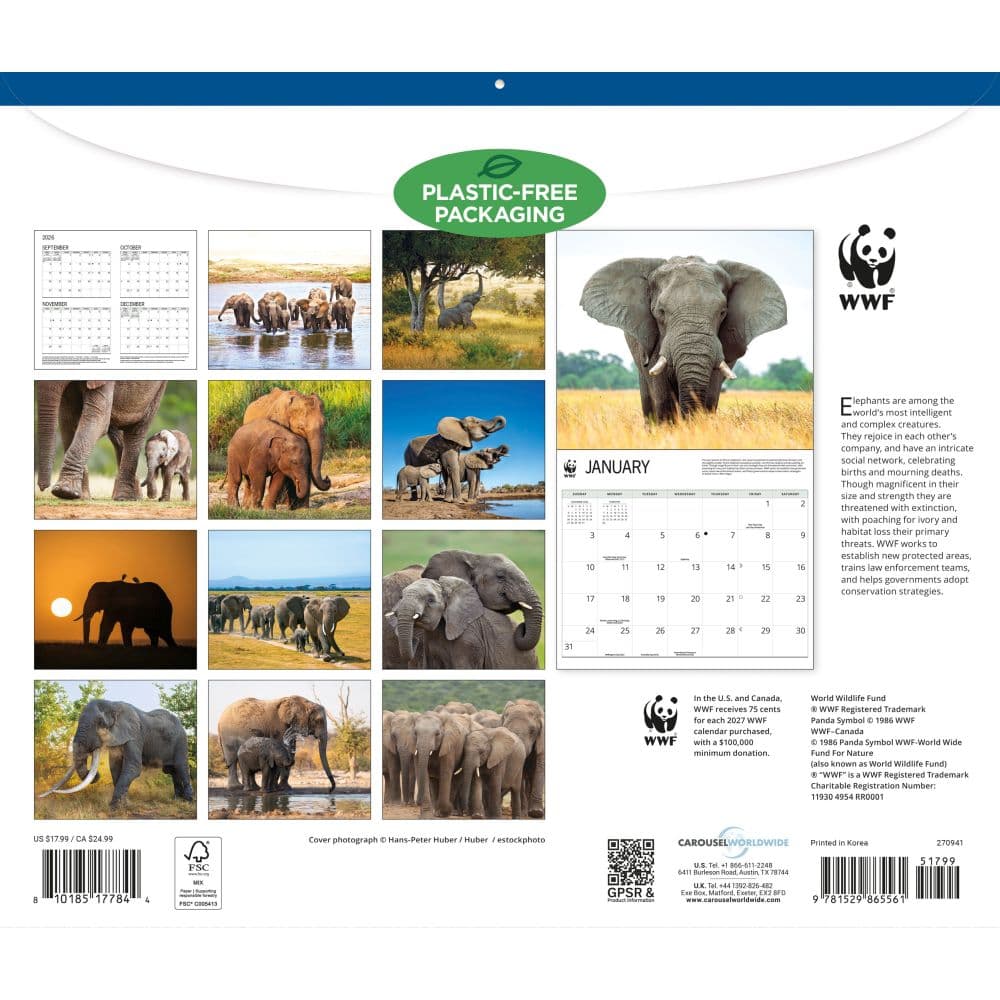WWF Elephants 2027 Wall Calendar First Alternate Image
