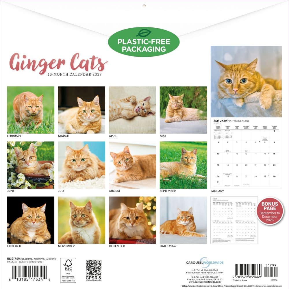 Ginger Cats 2027 Wall Calendar First Alternate Image