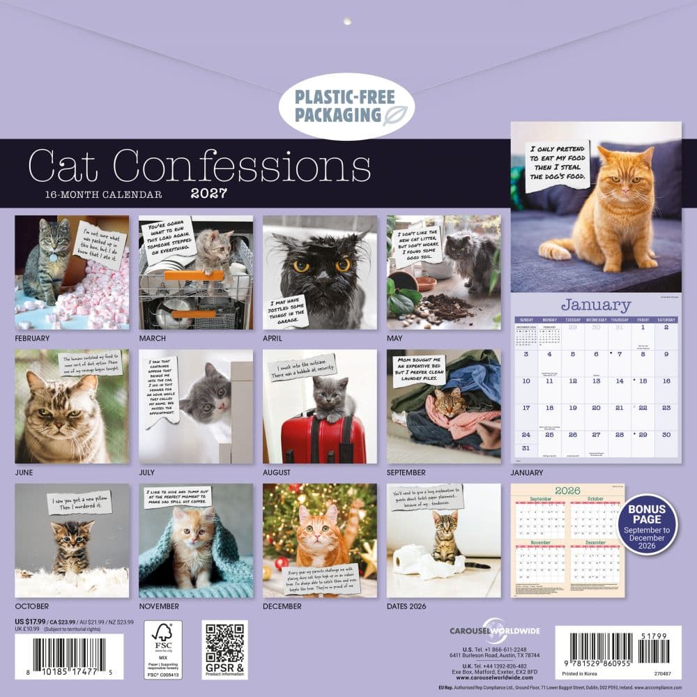 Cat Confessions 2027 Wall Calendar First Alternate Image