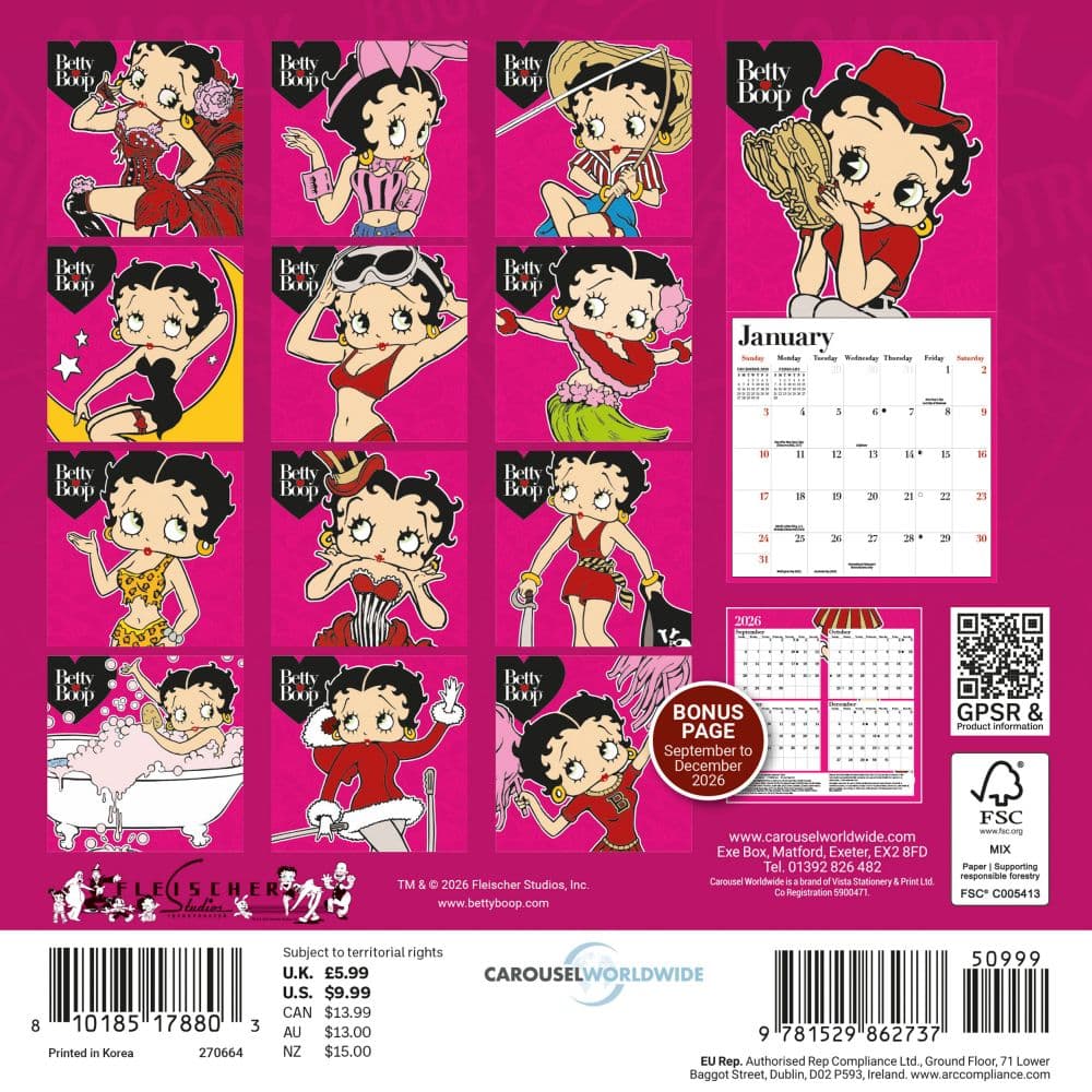 Betty Boop 2027 Mini Wall Calendar - Calendars.com