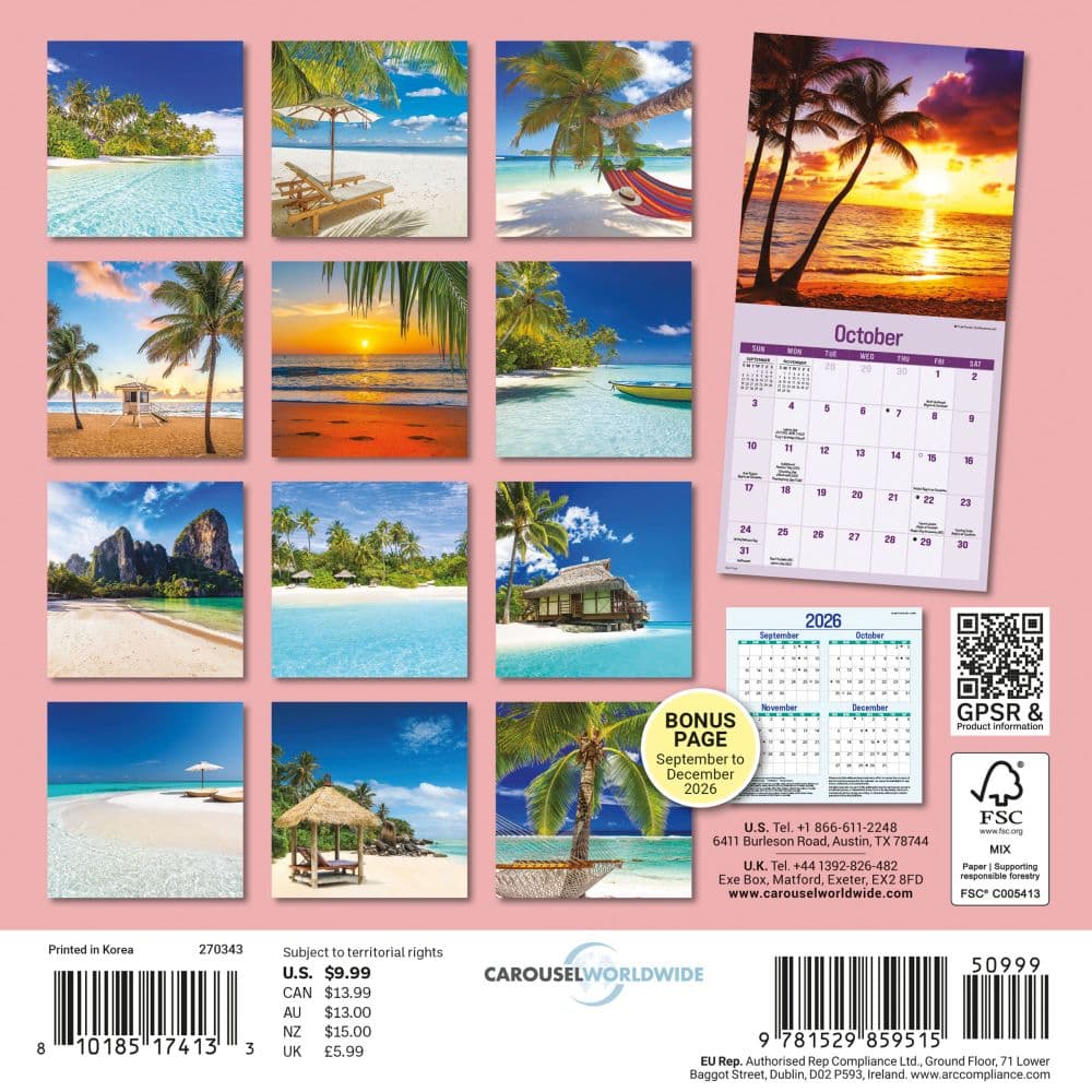 Beaches 2027 Mini Wall Calendar First Alternate Image