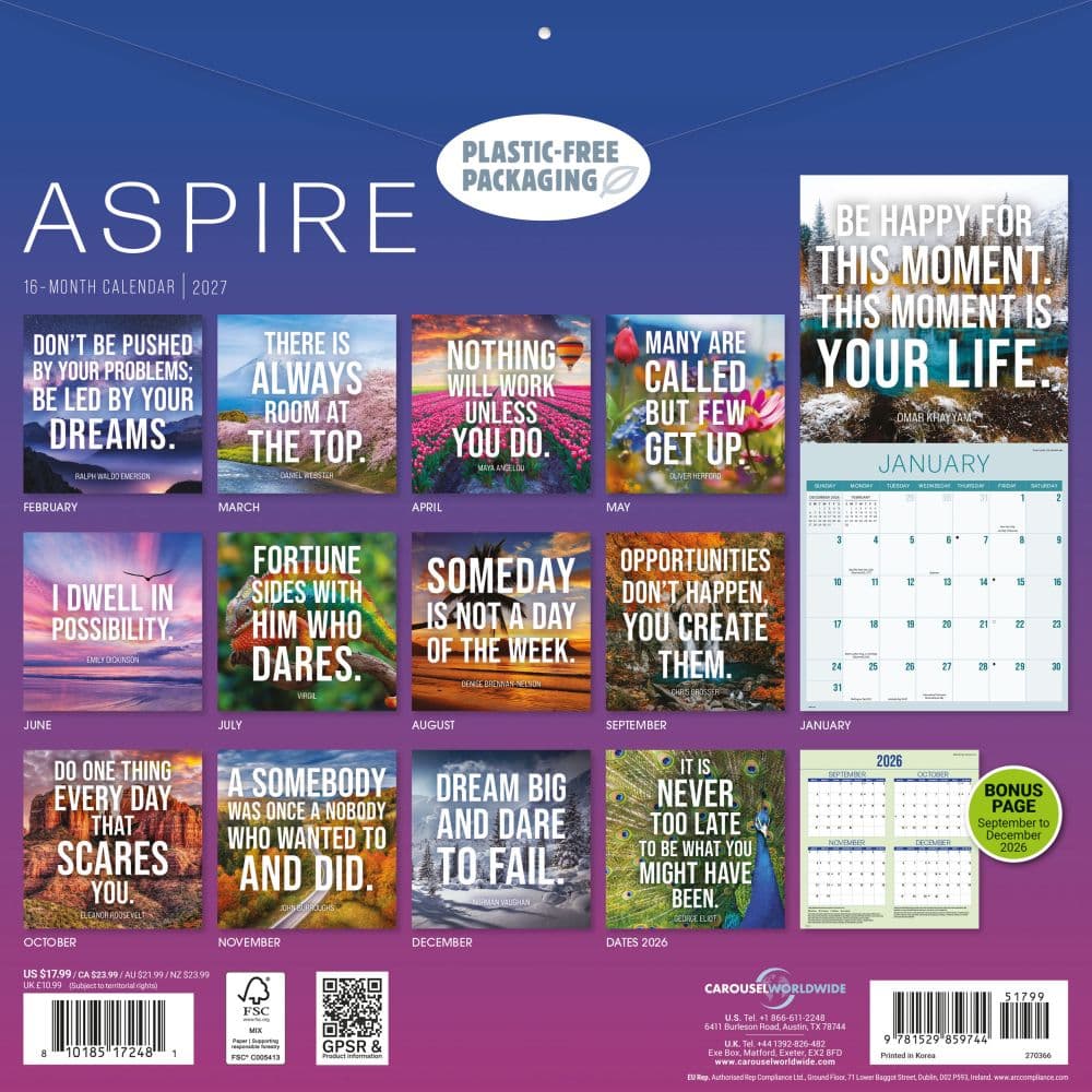 Aspire 2027 Wall Calendar First Alternate Image