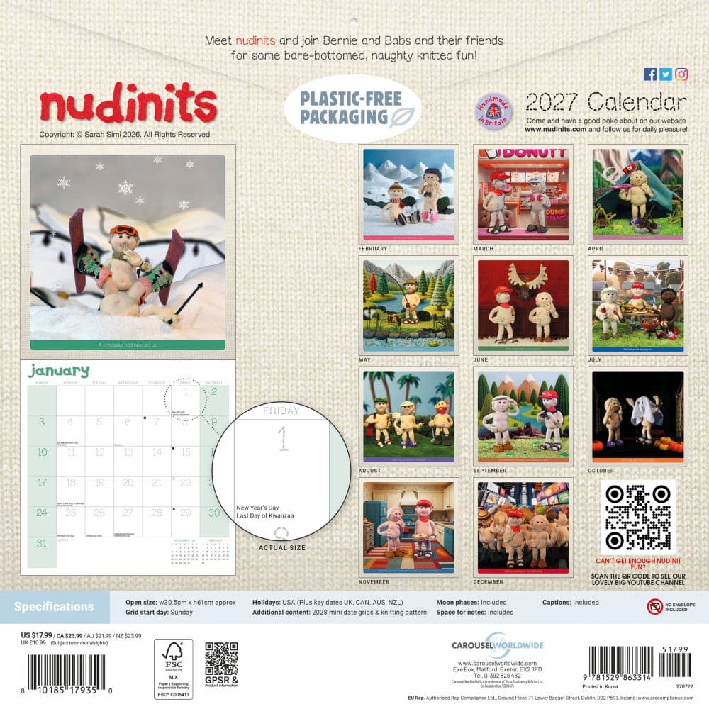 Nudinits 2027 Wall Calendar First Alternate Image