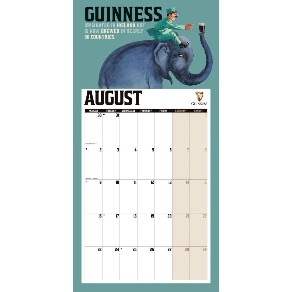 Guinness 2027 Wall Calendar Third Alternate Image