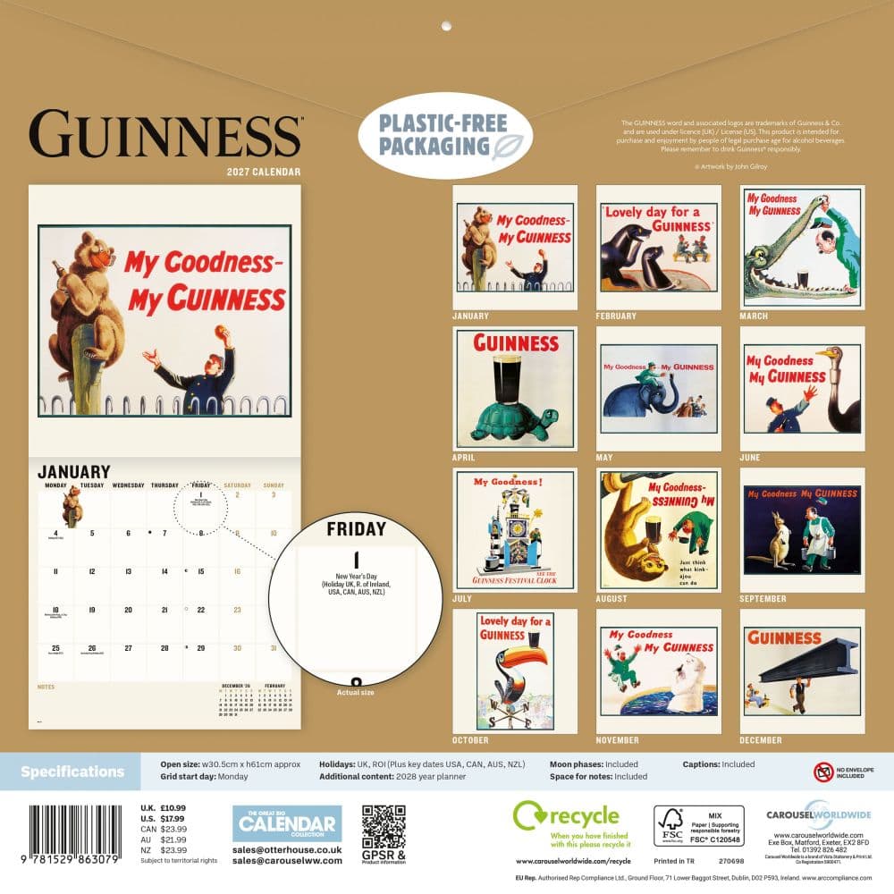 Guinness Poster Art 2027 Wall Calendar First Alternate Image
