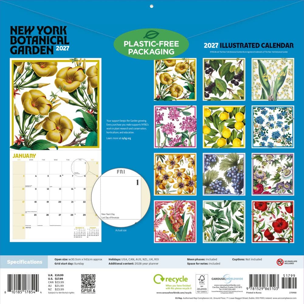 New York Botanical Gardens Illustrated 2027 Wall Calendar First Alternate Image