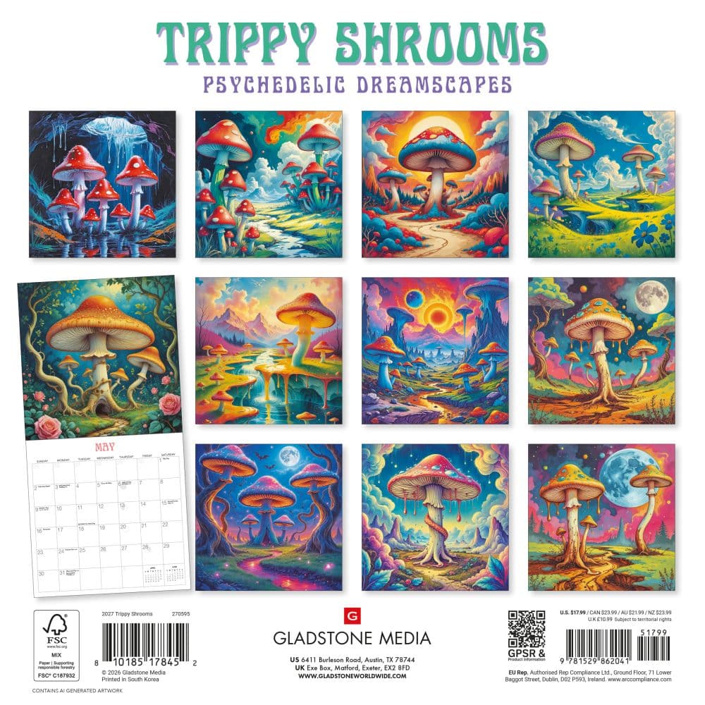 Trippy Shrooms 2027 Wall Calendar by Gladstone Media First Alternate Image